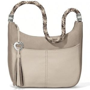 NWOT Brighton Barbados Ziptop Hobo Neutral Multi Color Block Handbag Purse